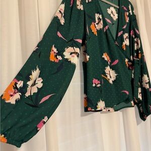 Express Tie Front Green Blouse